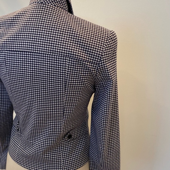 Alessandro Womens Navy White Check Full Zipper Jacket w Marching Skirt Suit / 4 - Picture 3 of 13